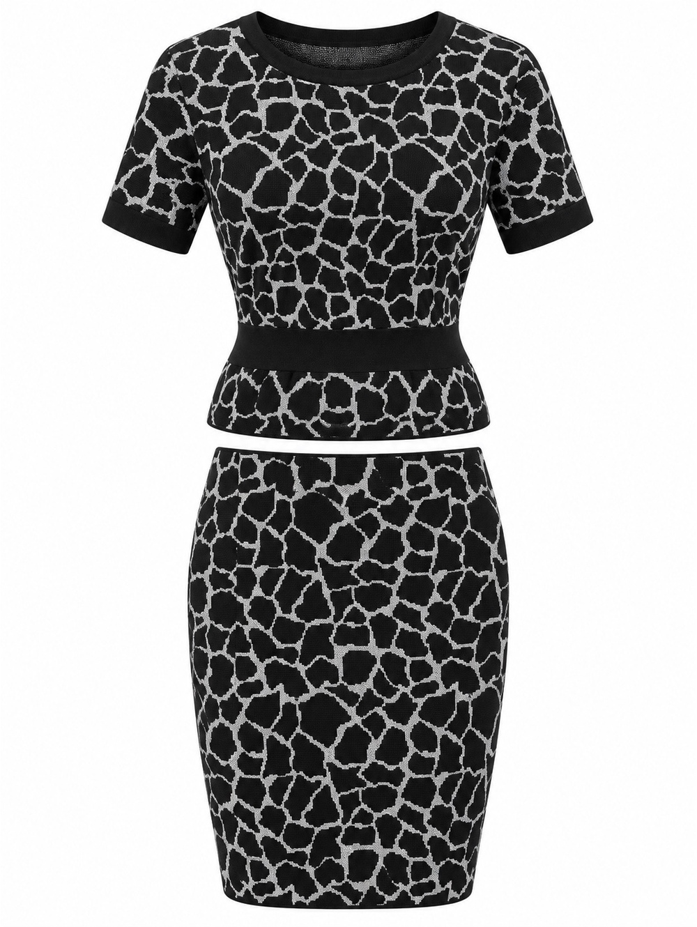 ZOOC Black & Silver Knit Top and Skirt Set